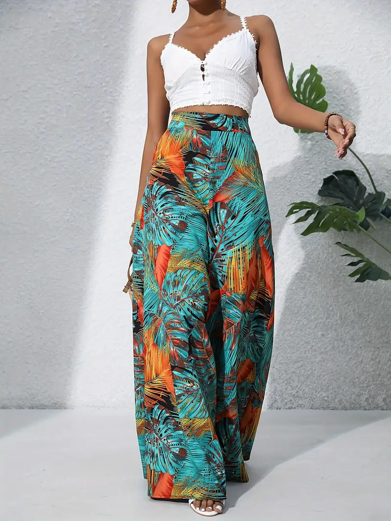 Printed wide-leg pants