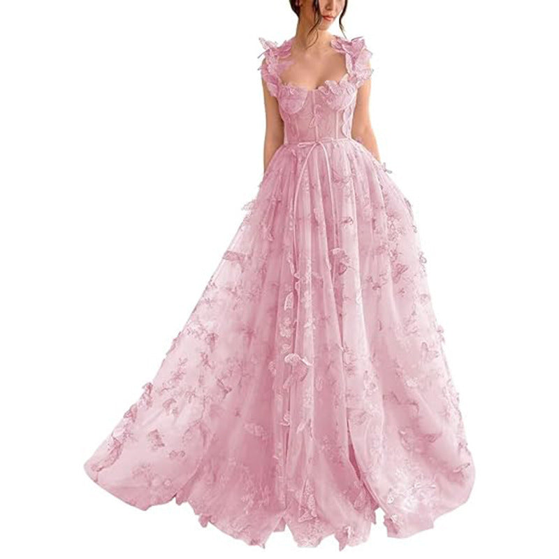 Elegant Lace Mesh Bridesmaid Evening Dress