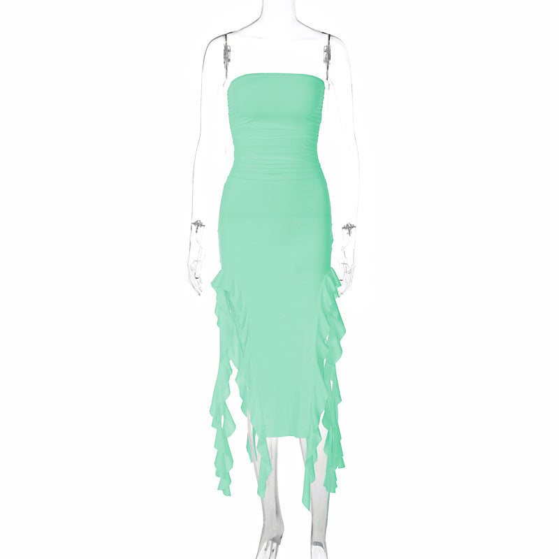 Sexy Tube Top Irregular Hem Dress