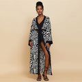 Rayon Printed Beach Cover-Up Loose Shirt Dress