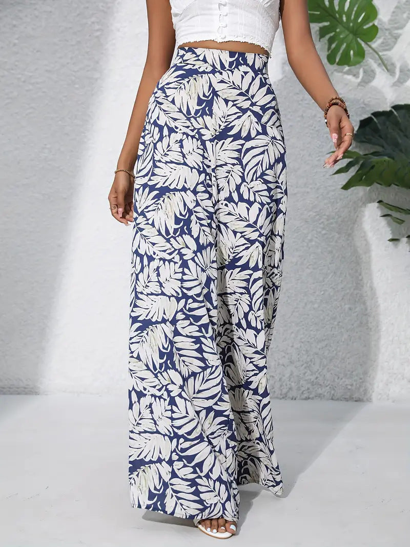 Printed wide-leg pants
