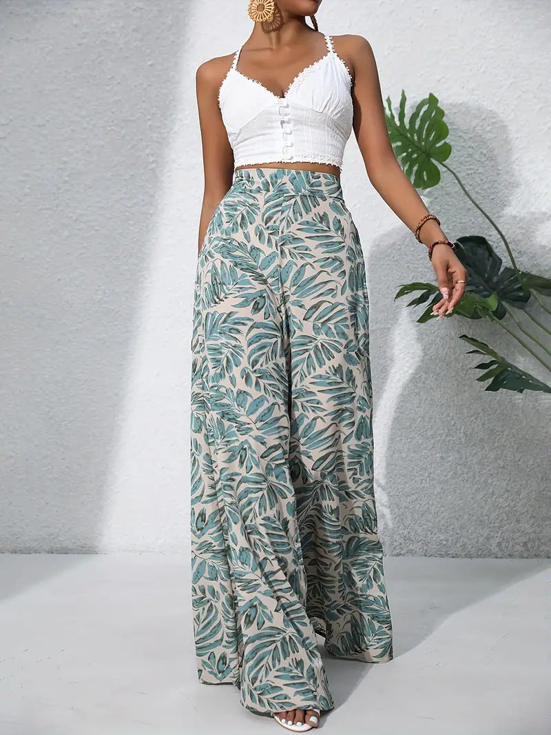 Printed wide-leg pants