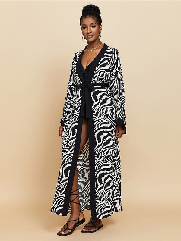 Rayon Printed Beach Cover-Up Loose Shirt Dress