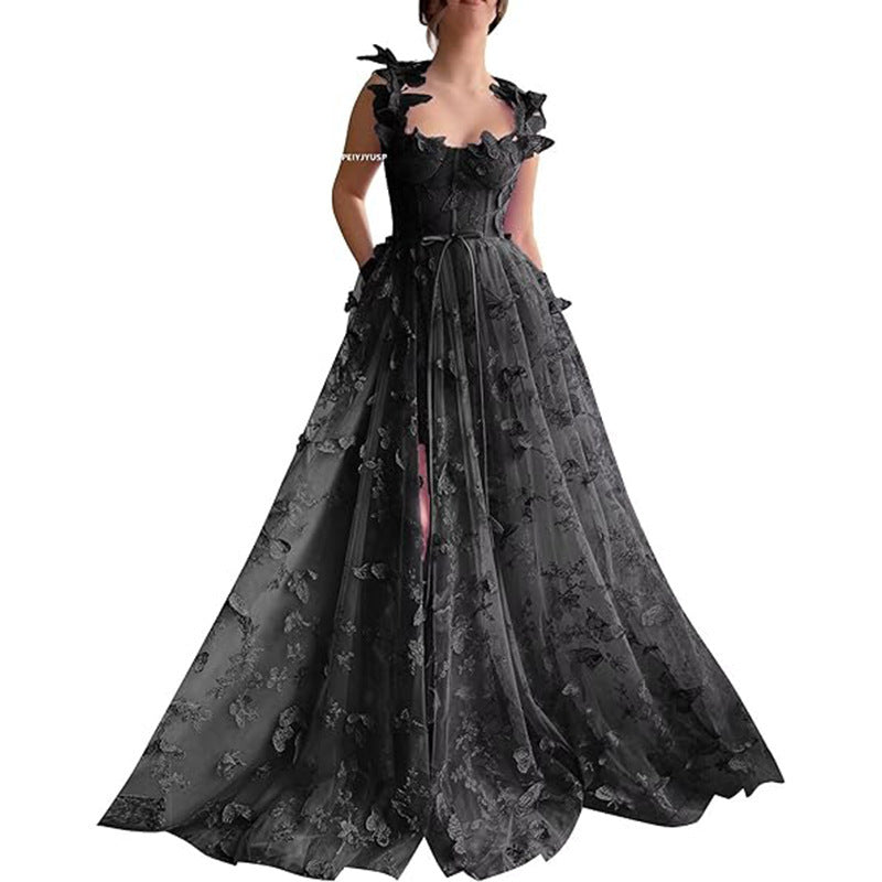 Elegant Lace Mesh Bridesmaid Evening Dress