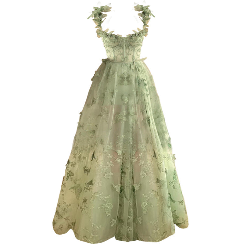 Elegant Lace Mesh Bridesmaid Evening Dress