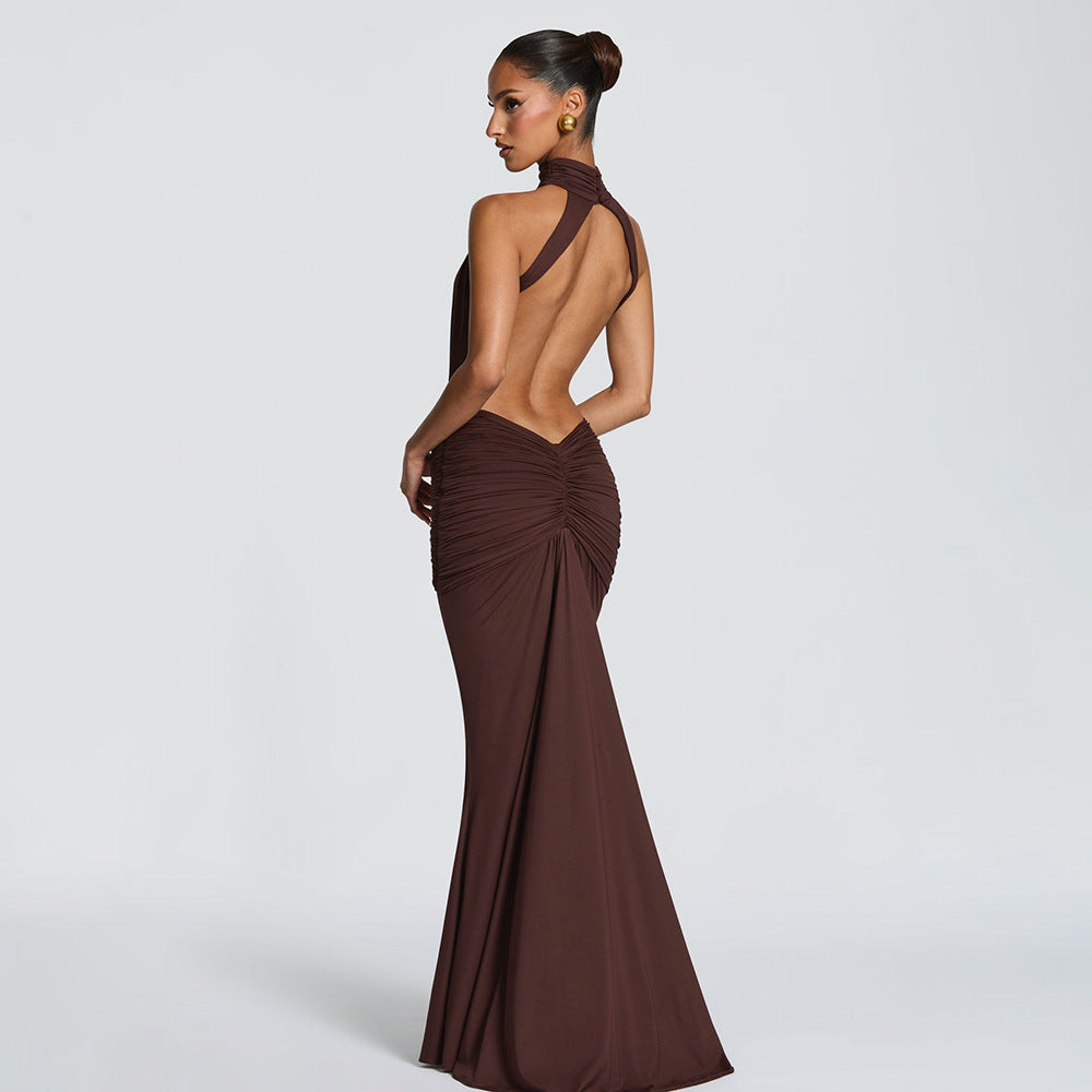 Elegant High Neck Bodycon Long Dress