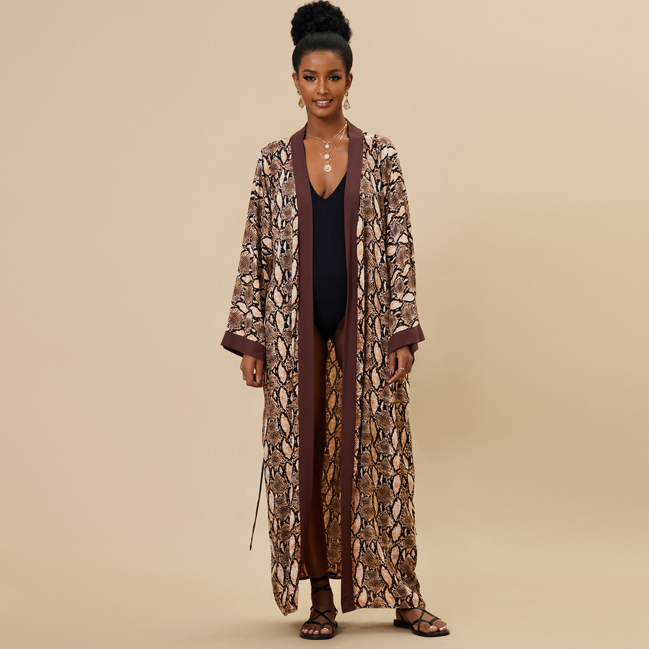 Rayon Printed Beach Cover-Up Loose Shirt Dress