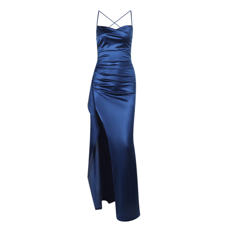 Elegant Satin Slit Long Dress