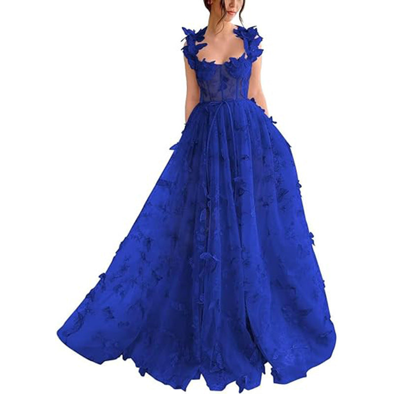 Elegant Lace Mesh Bridesmaid Evening Dress