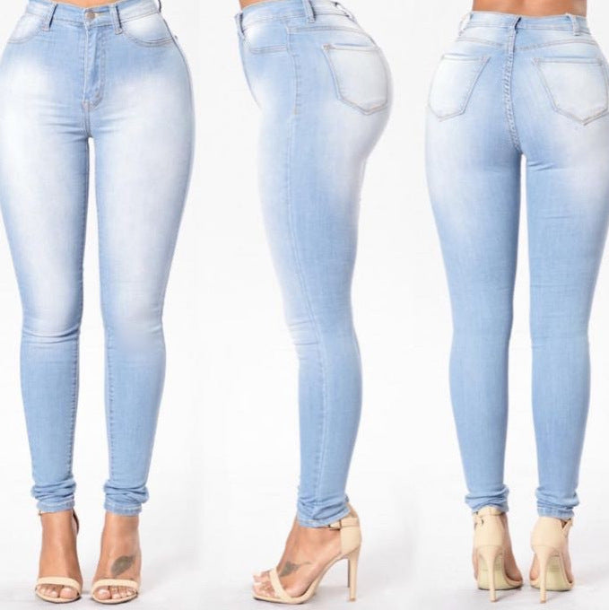 Women's Stretch Denim High Waist Slim Leg Pants