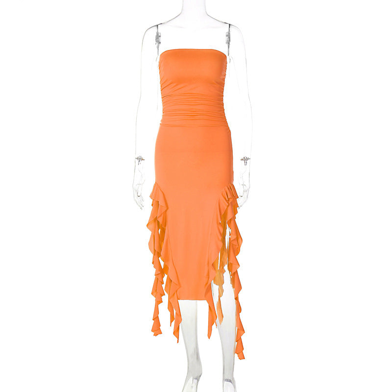 Sexy Tube Top Irregular Hem Dress