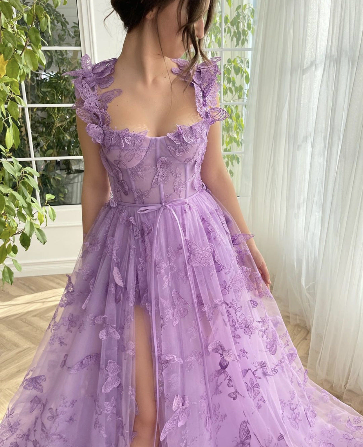Elegant Lace Mesh Bridesmaid Evening Dress