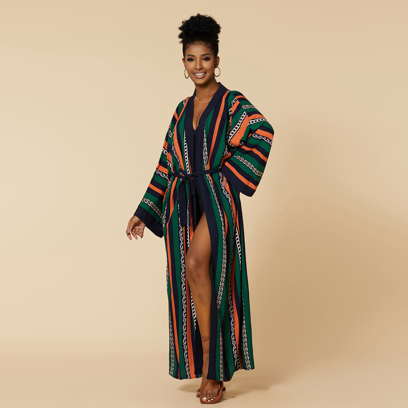Rayon Printed Beach Cover-Up Loose Shirt Dress