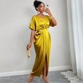 Elegant V-Neck High Waist Slit Dress