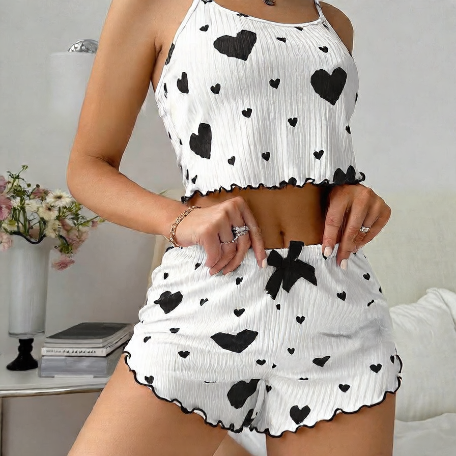 Ribbed Camisole and Shorts Sleepwear Set