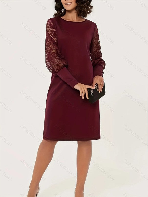 Elegant Lace Lantern Sleeve Dress