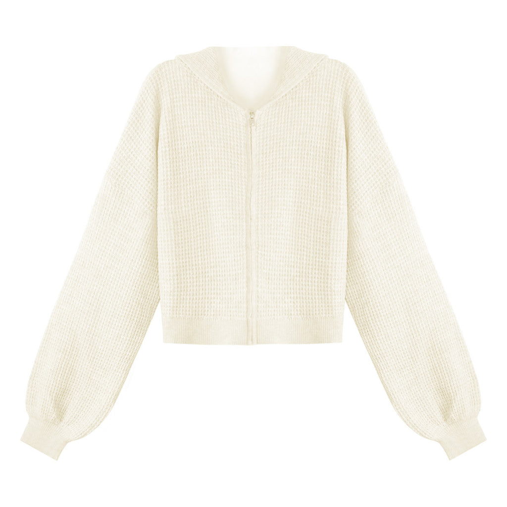 Waffle Knit Zip-Up Hoodie and Pants Set
