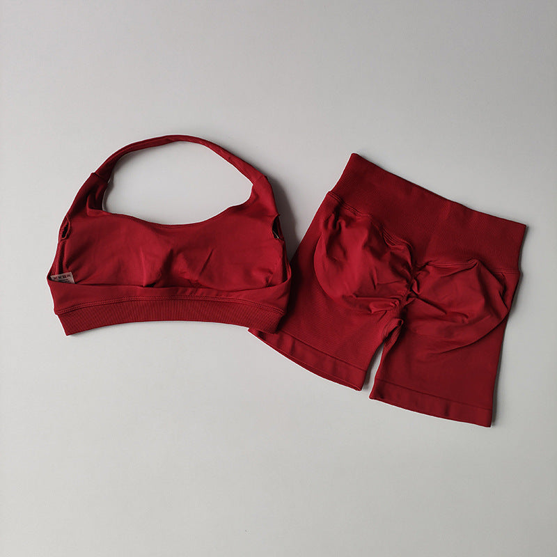 Women's Halter Neck Yoga Set with Sculpting Shorts