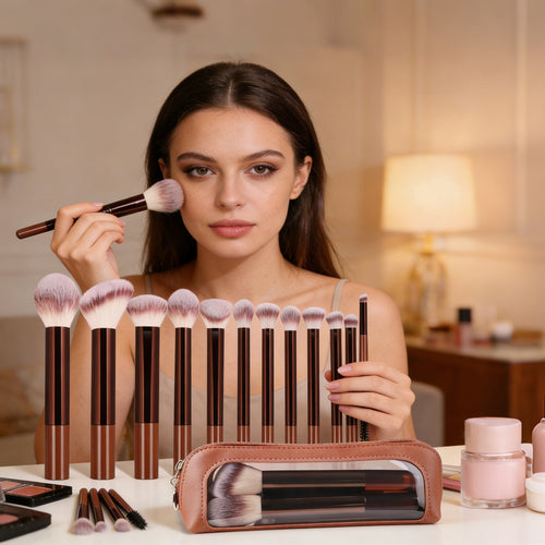 13-Piece Makeup Brush Set with Long Handle