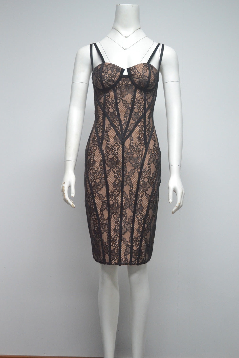 Womens Sleeveless Lace Bandage Dress