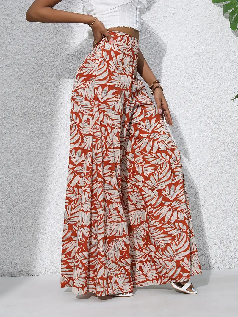 Printed wide-leg pants