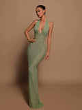 Sequin Halterneck Evening Dress