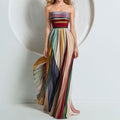 Elegant Strapless Printed Long Dress