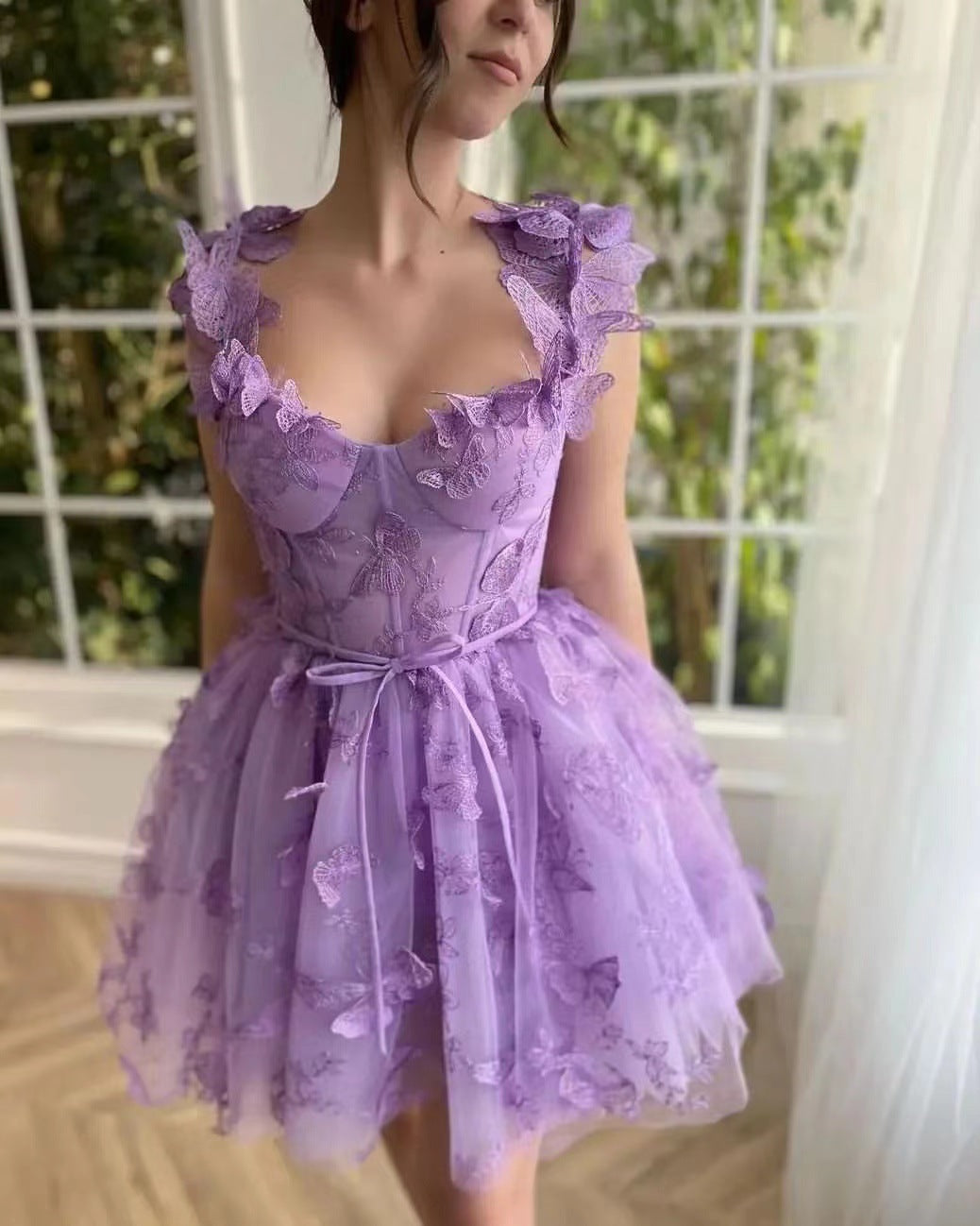 Elegant Lace Mesh Bridesmaid Evening Dress