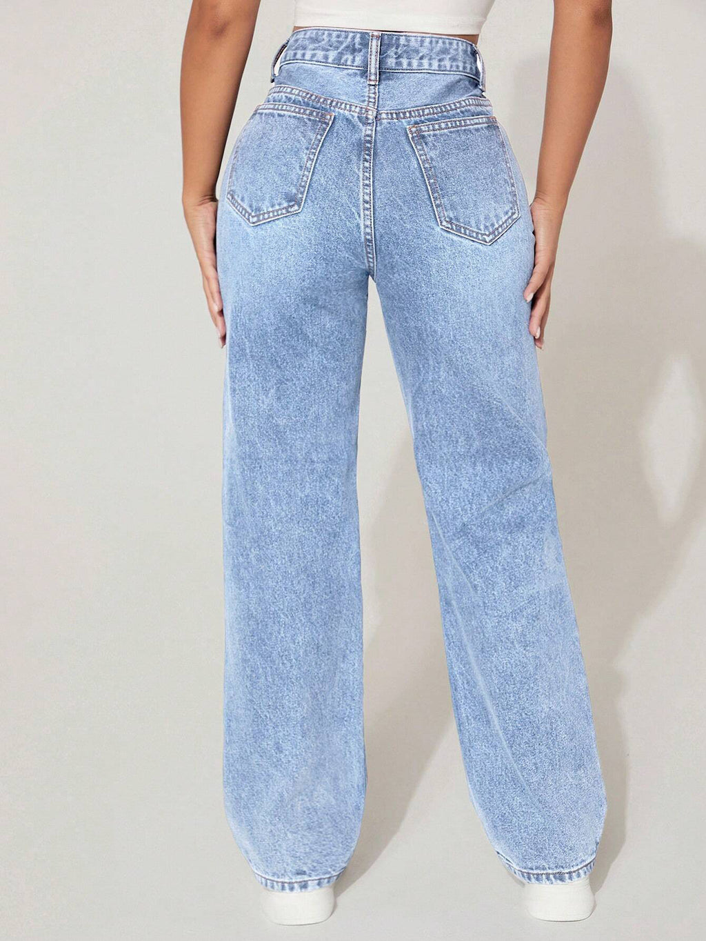 Women's High Waist Straight Leg Denim Pants