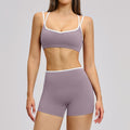 Women's Contrast Trim Yoga Fitness Outfit