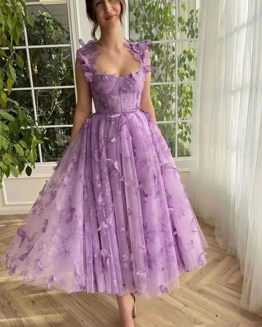Elegant Lace Mesh Bridesmaid Evening Dress