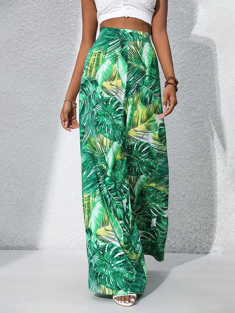 Printed wide-leg pants